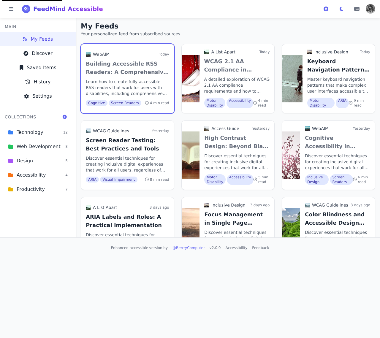 accessible-rss app