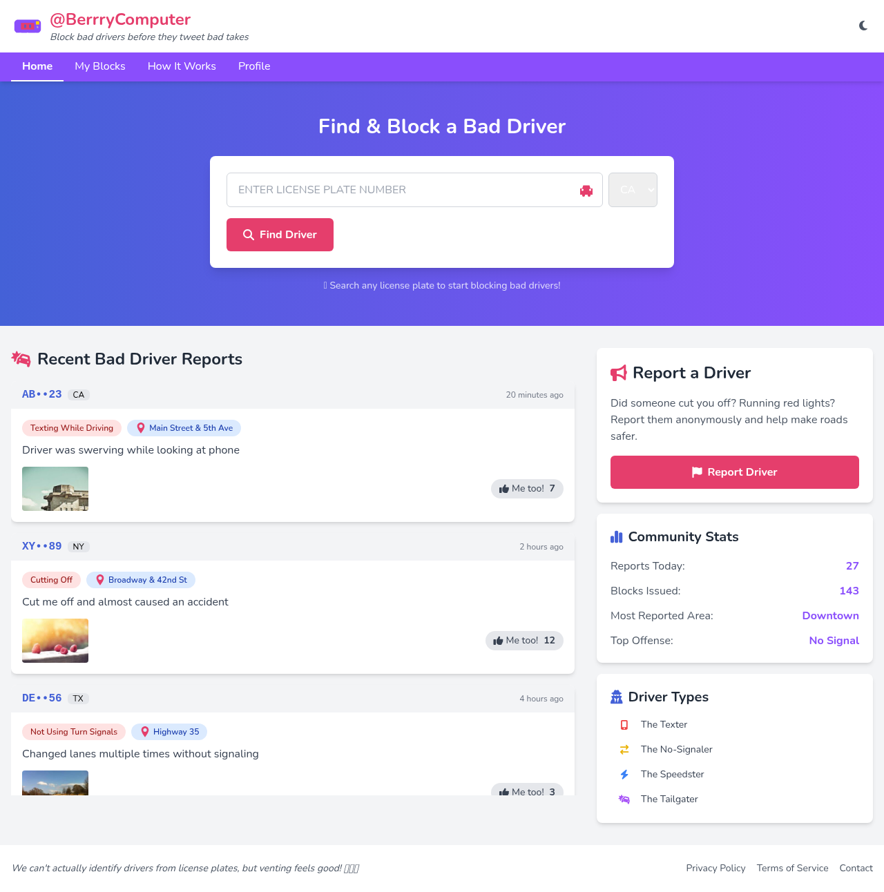 baddriversocial app