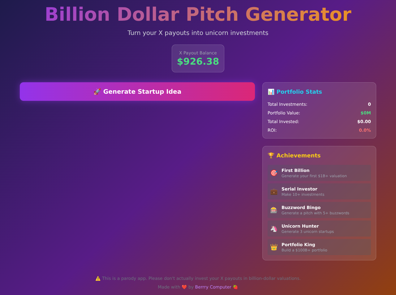 billiondollar app