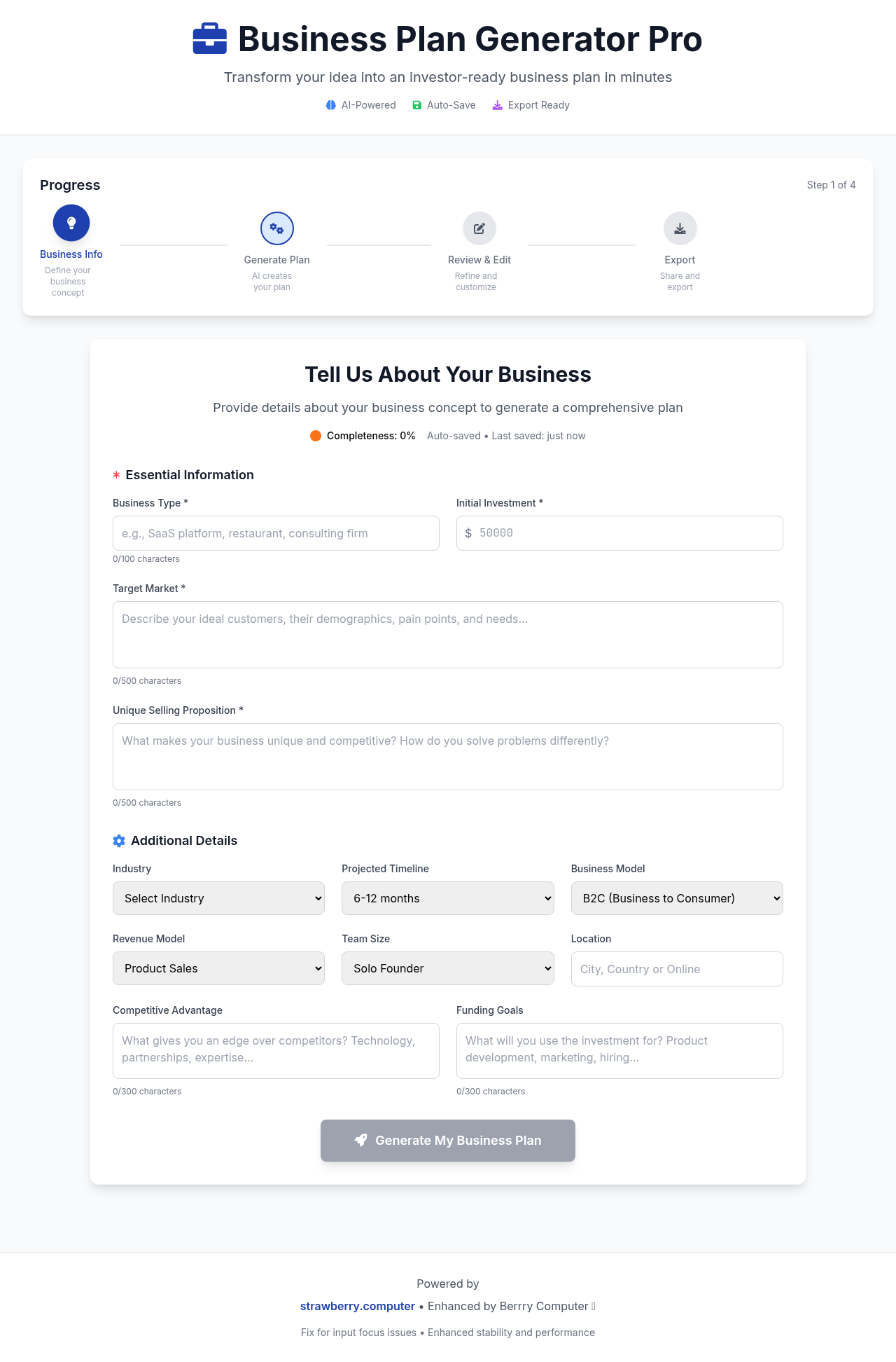 bizplangenpro app