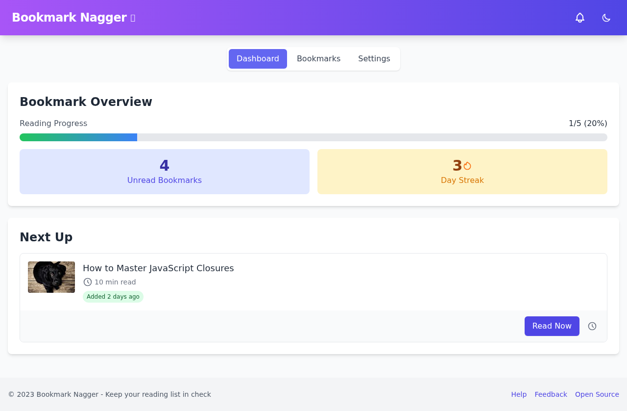 bookmarknagger app