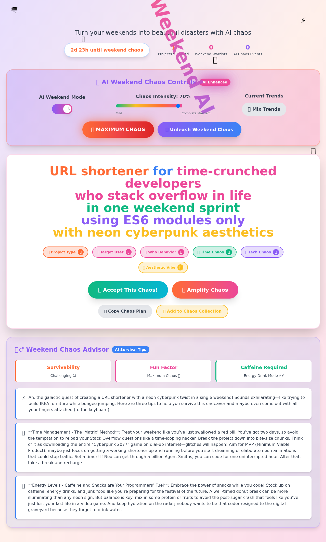 chaosweekend app