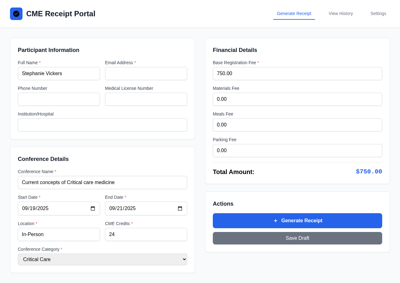 cmereceipts app