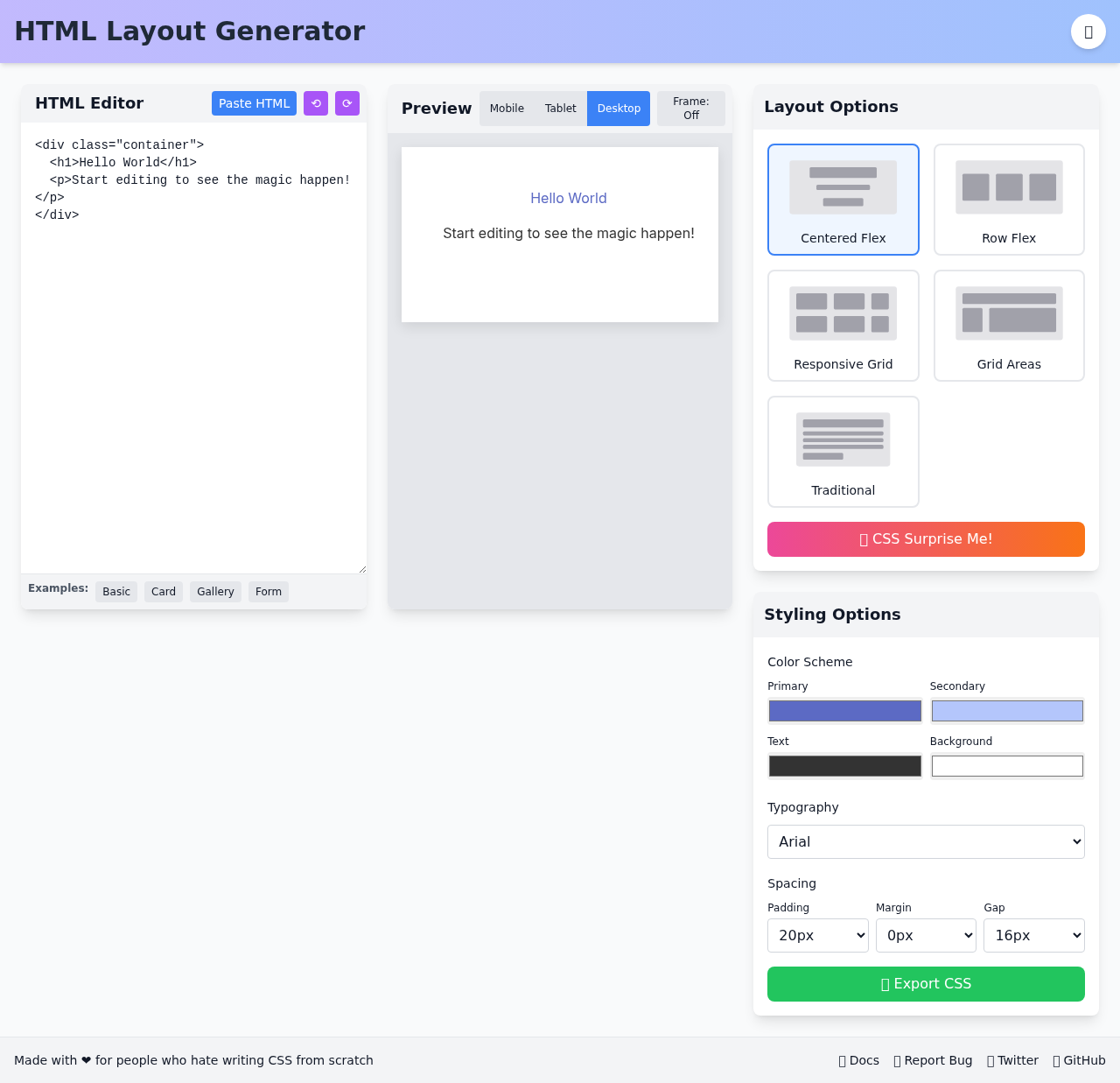 layoutgen app