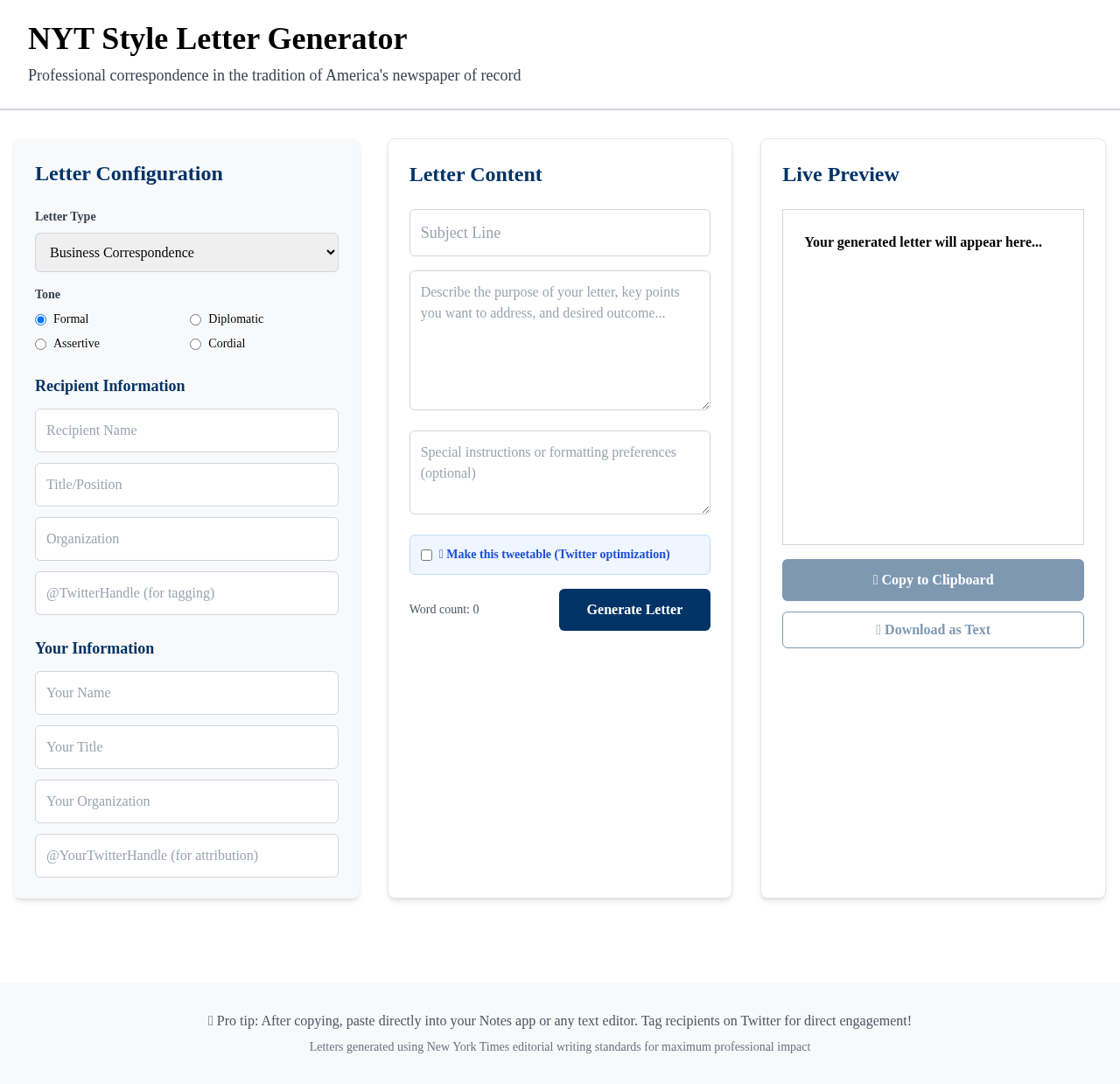 nytlettertweet app