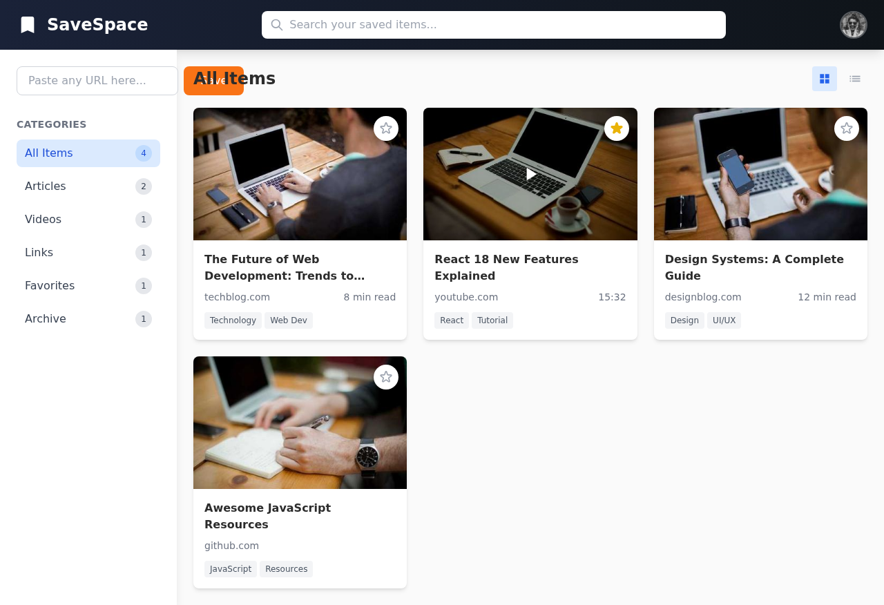 SaveSpace - Bookmarking app