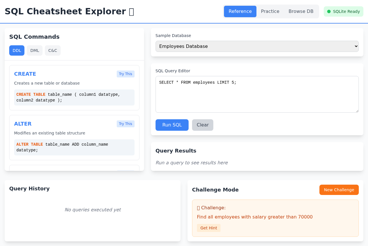 sqlcheatsheet app
