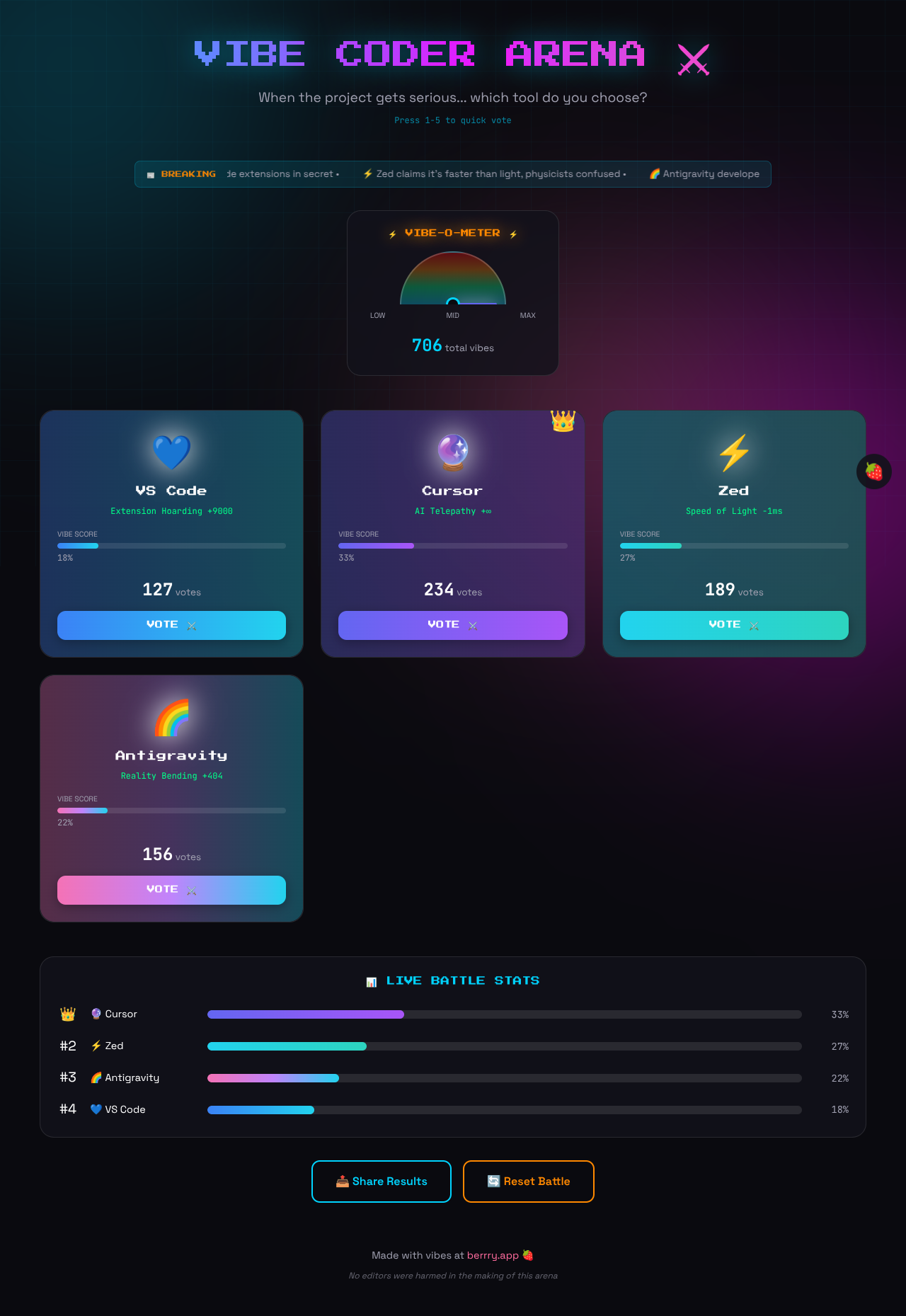 vibecodearena app