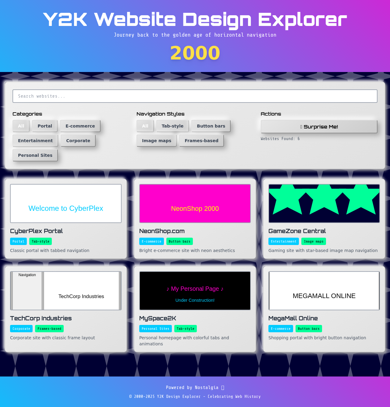 y2kwebexplorer app