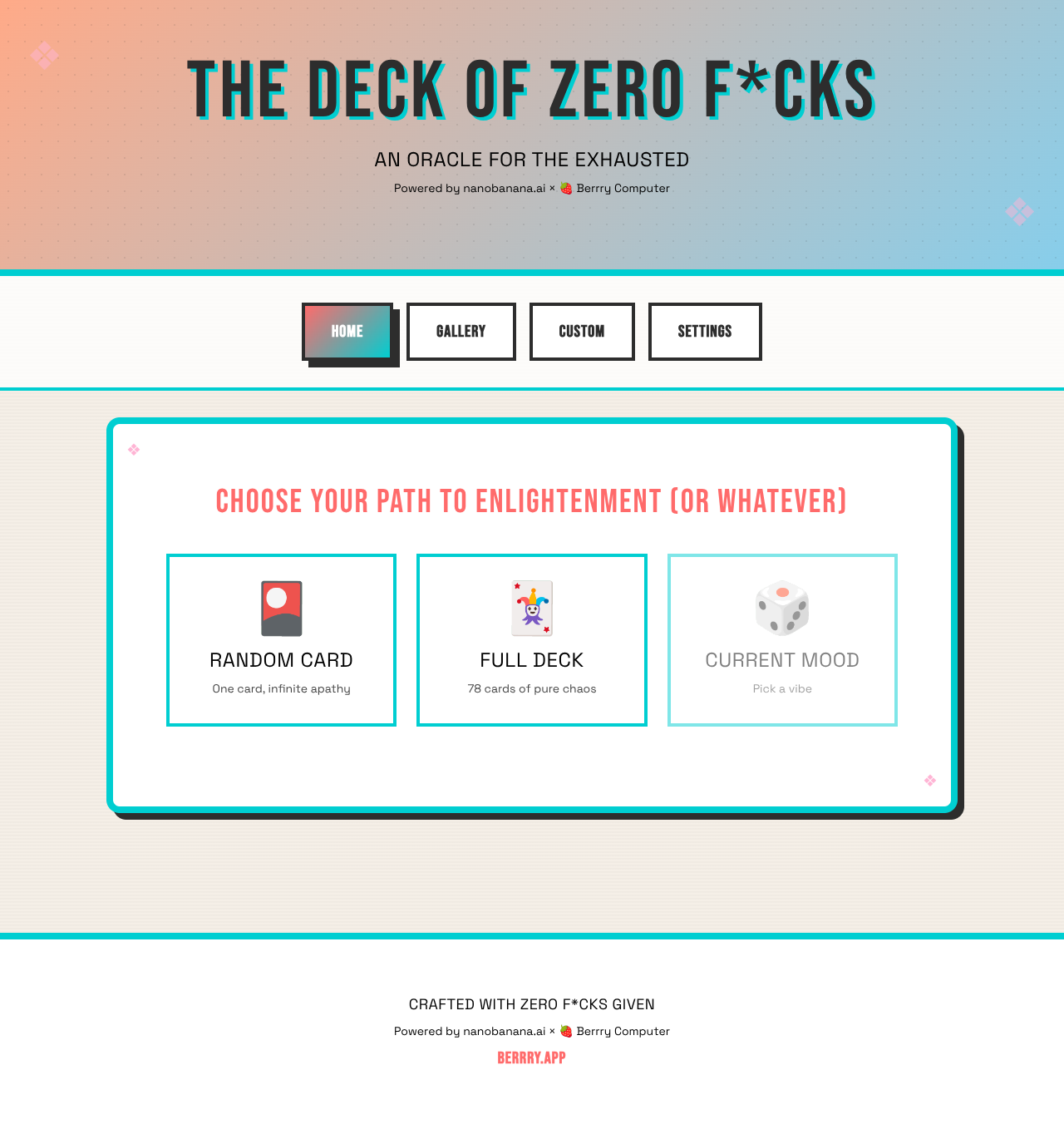 zerofuckstarot app