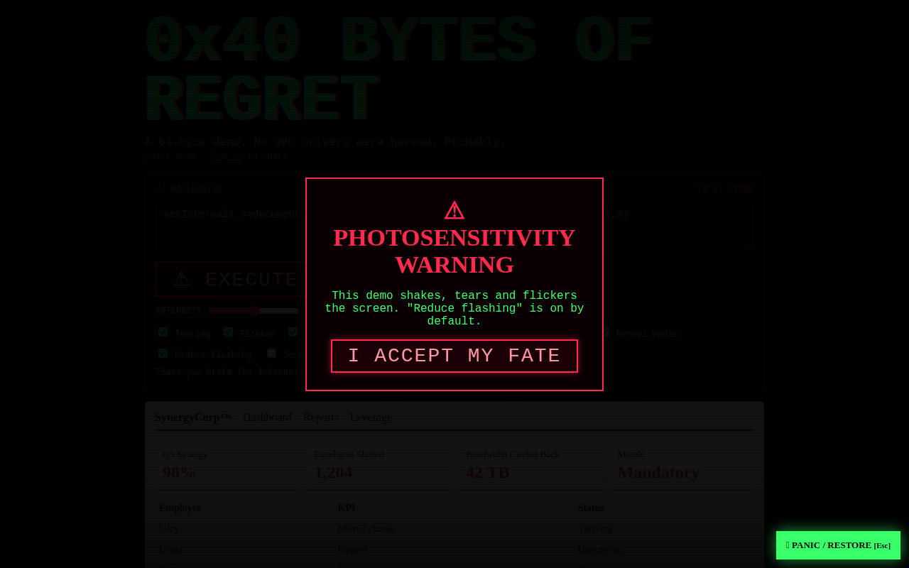 64-byte-glitch-demo app