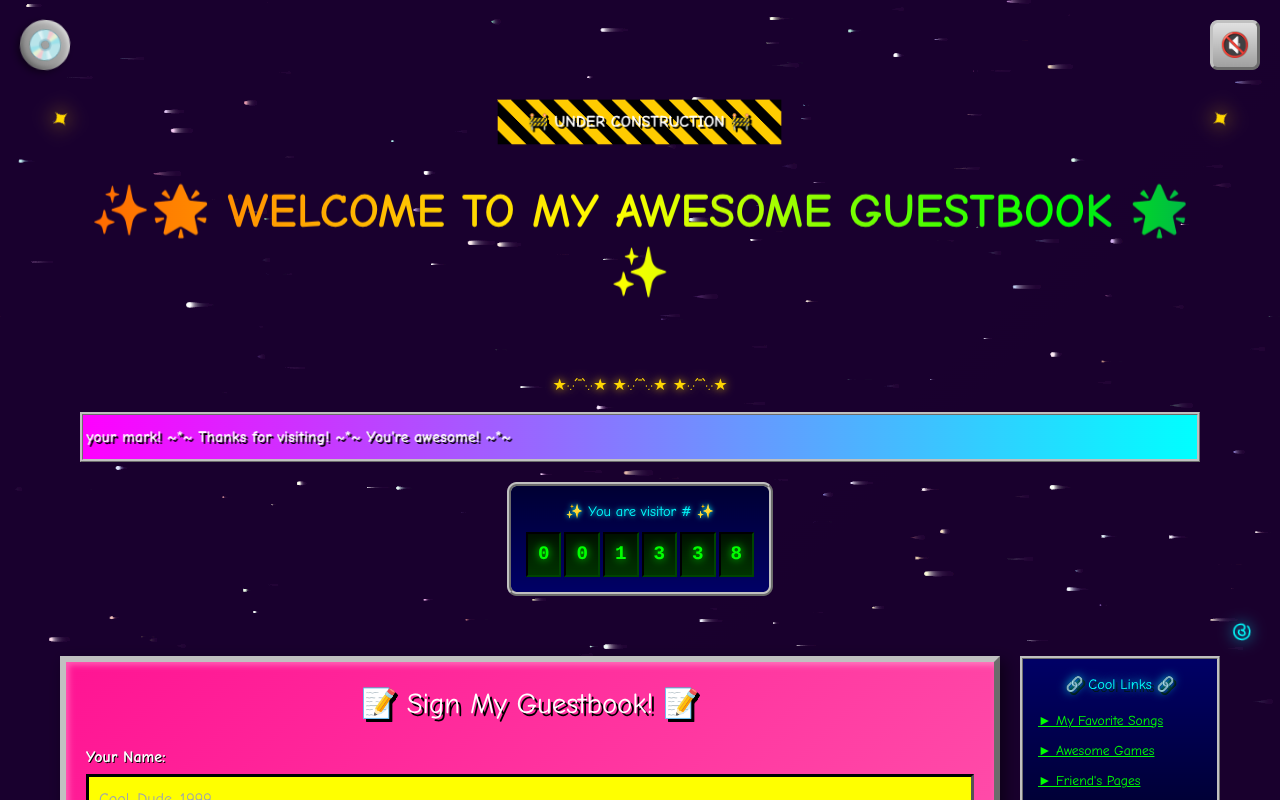 Geocities Guestbook screenshot