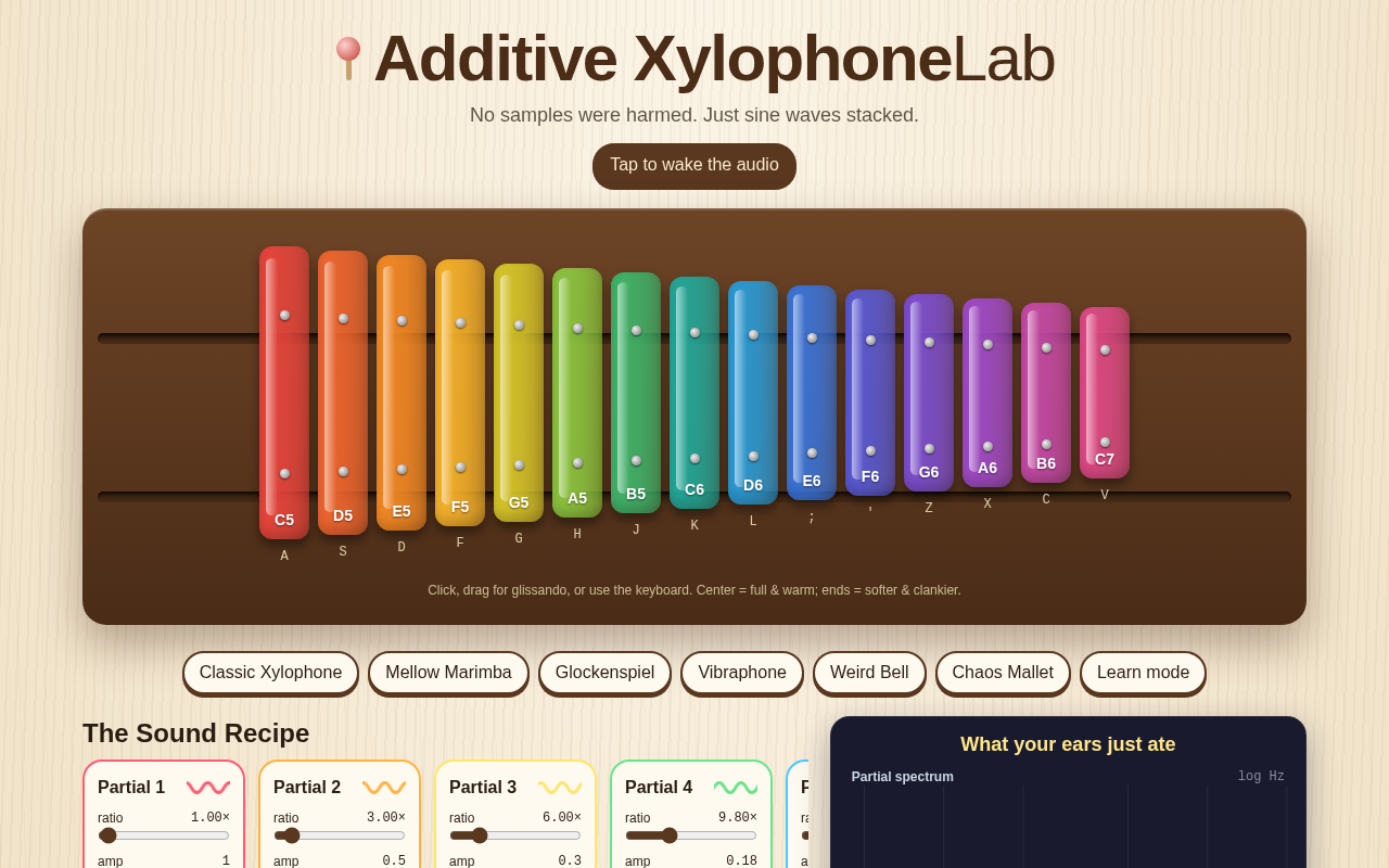 Additive Xylophone Lab screenshot