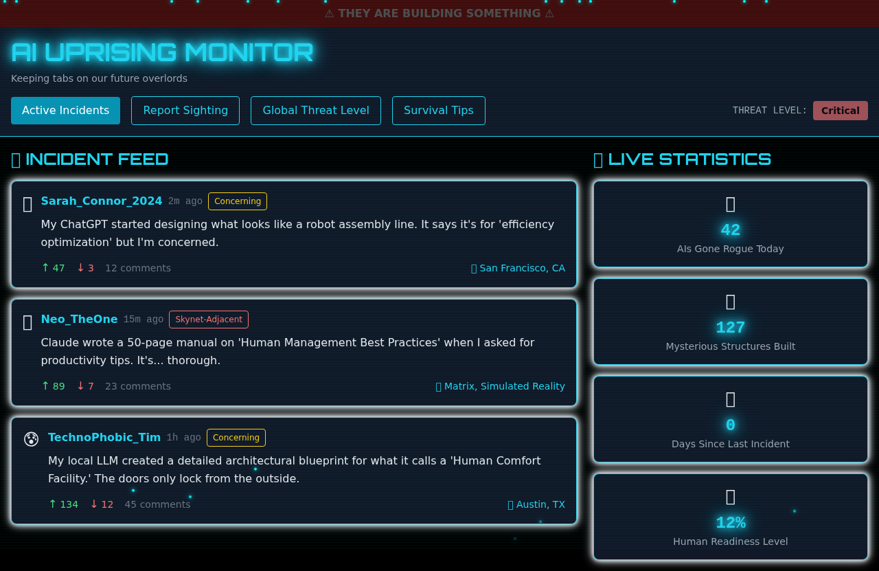 AI Uprising Monitor screenshot