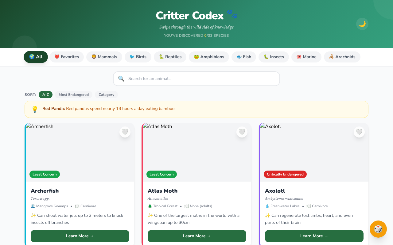Critter Codex 🐾