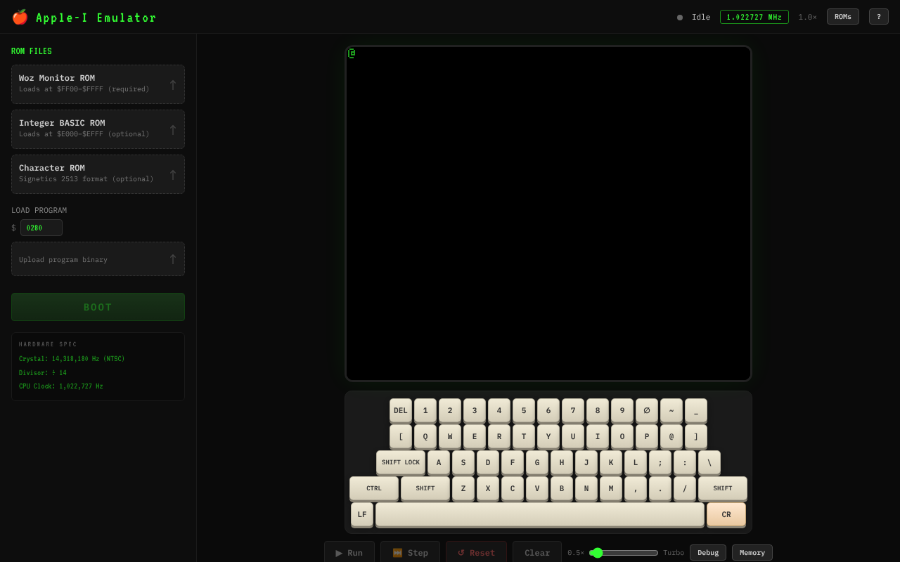 Apple-I Emulator screenshot