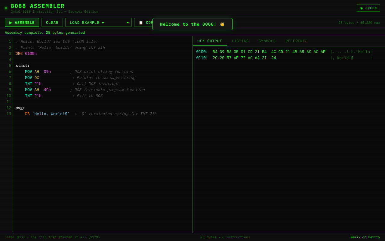 8088 Assembler screenshot