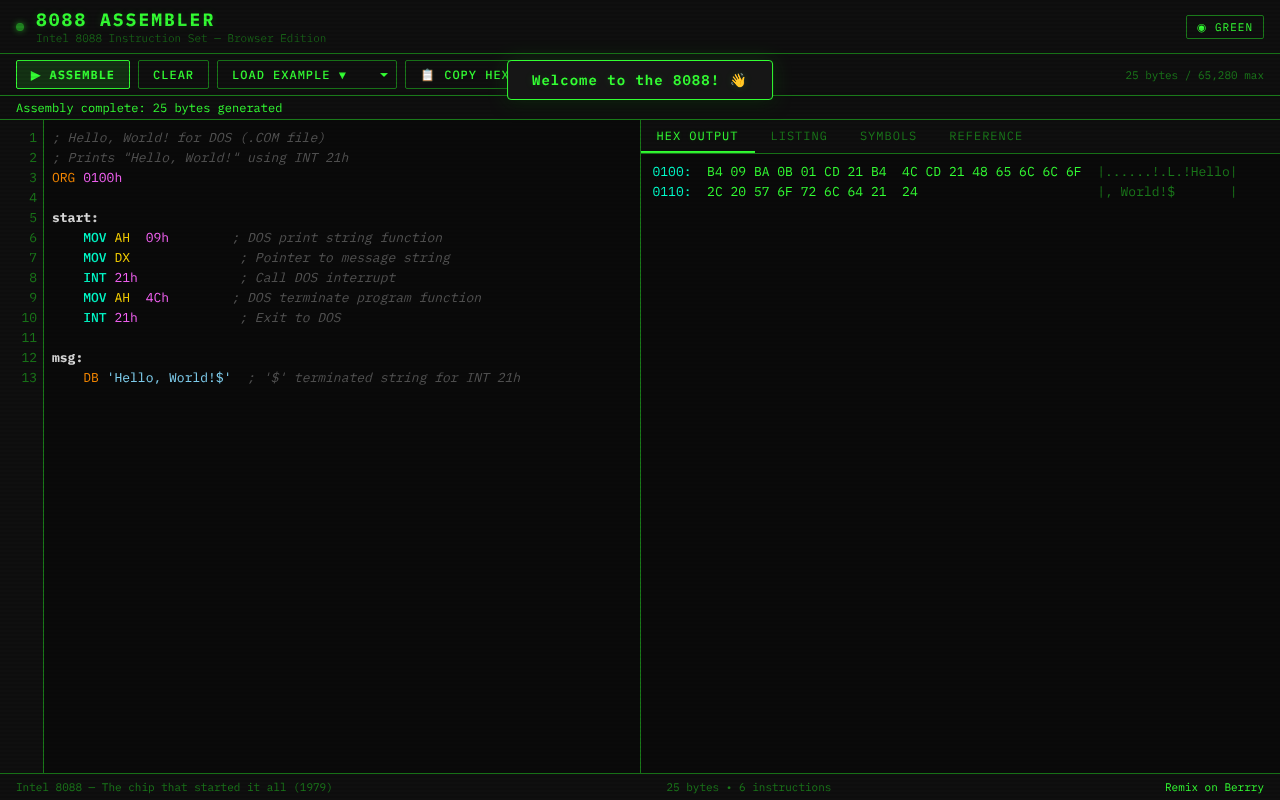 8088 Assembler screenshot