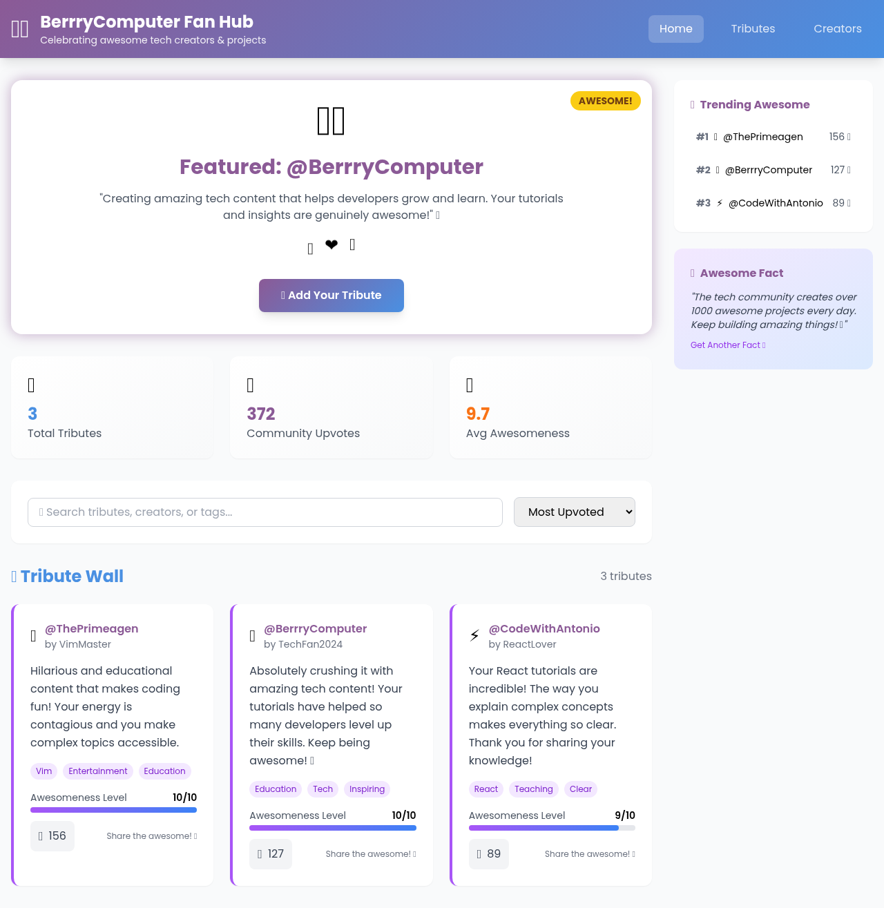 awesome-tributes app