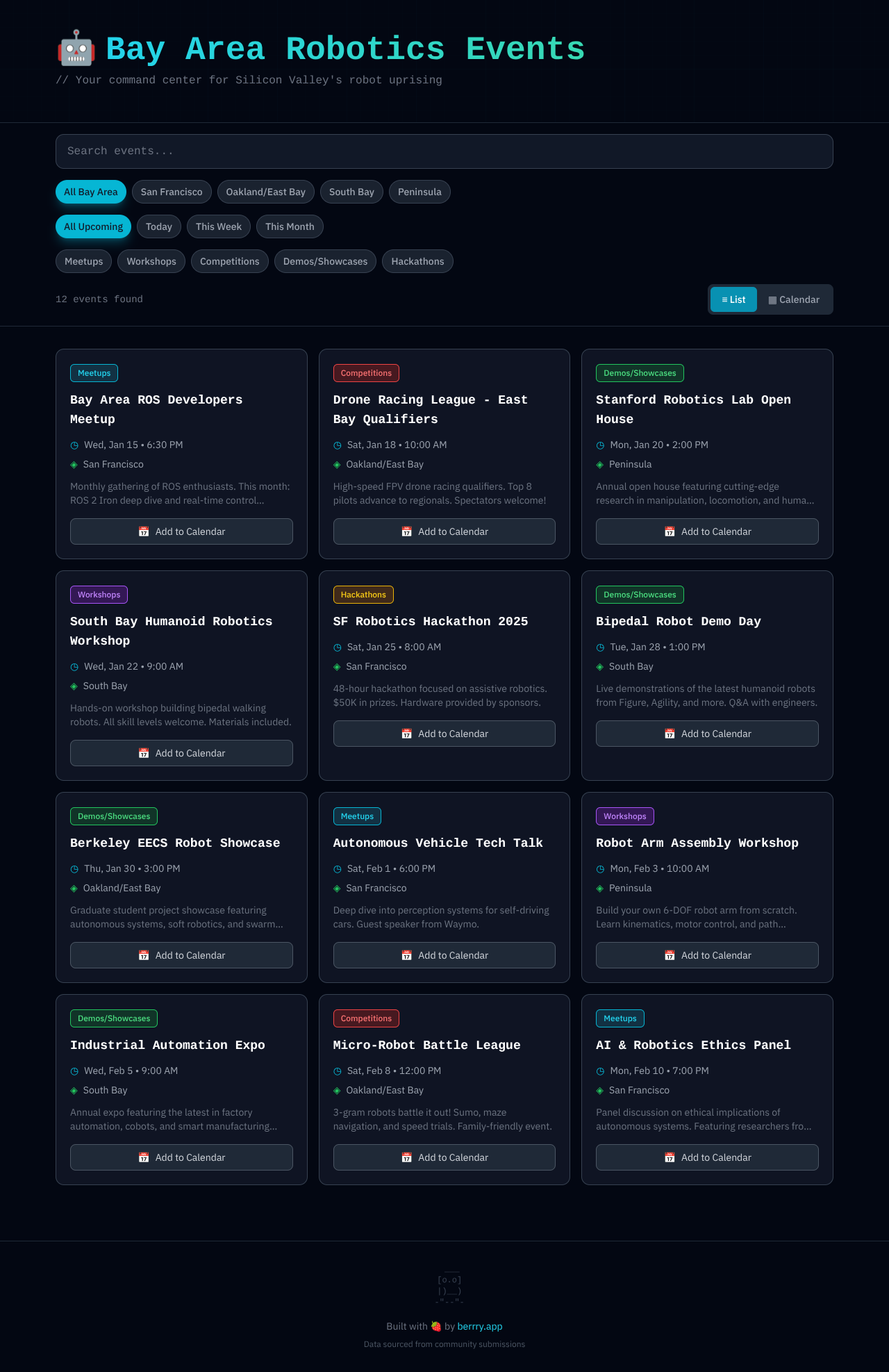 Robot Events Bay Area screenshot