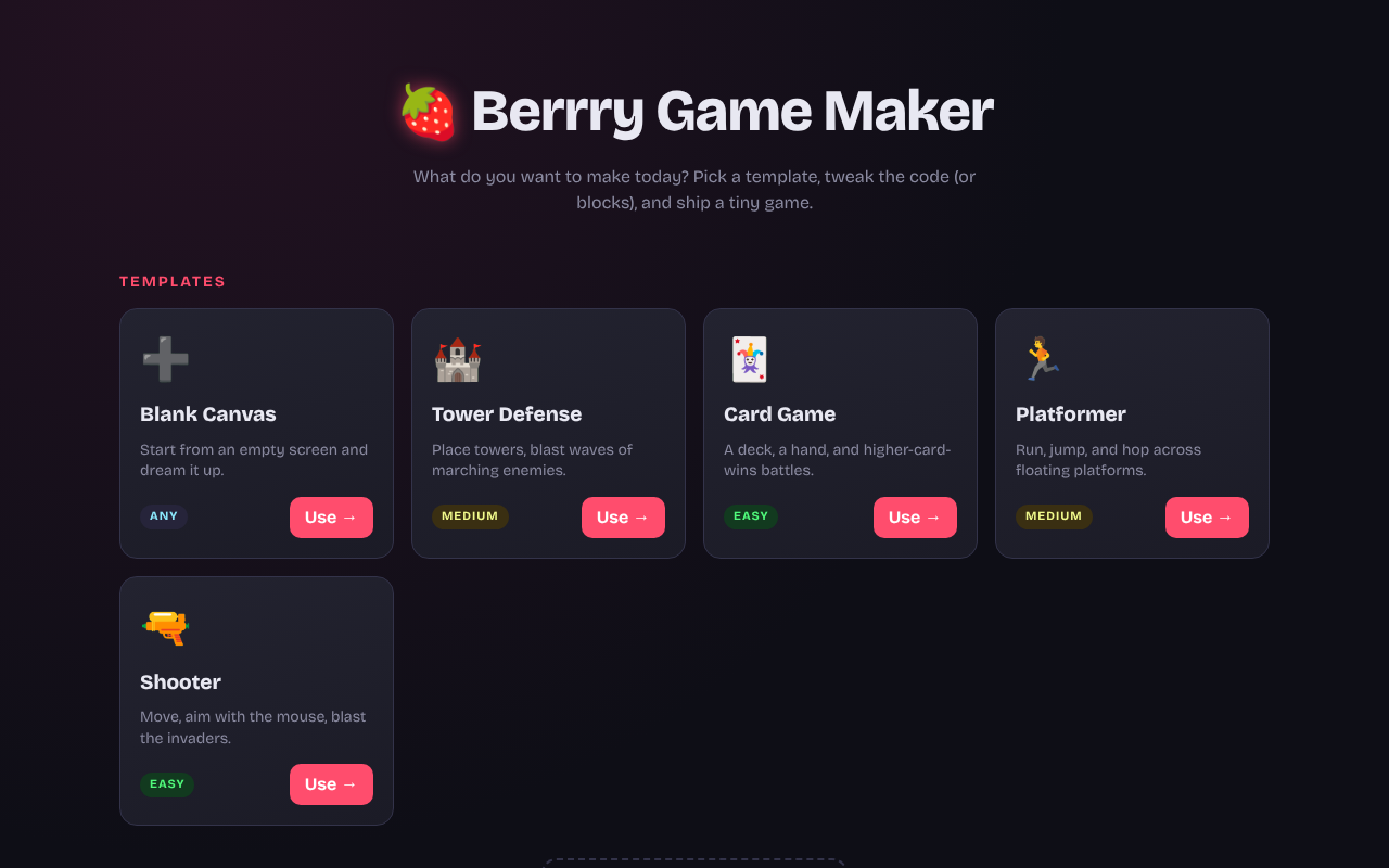berrry-game-maker app