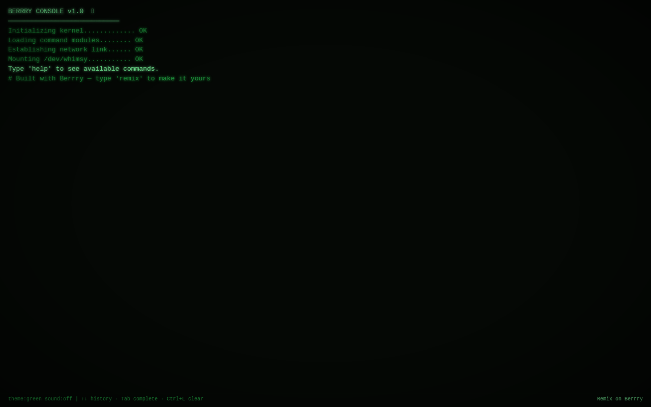 berrryconsole-retro-futuristic-text-based app