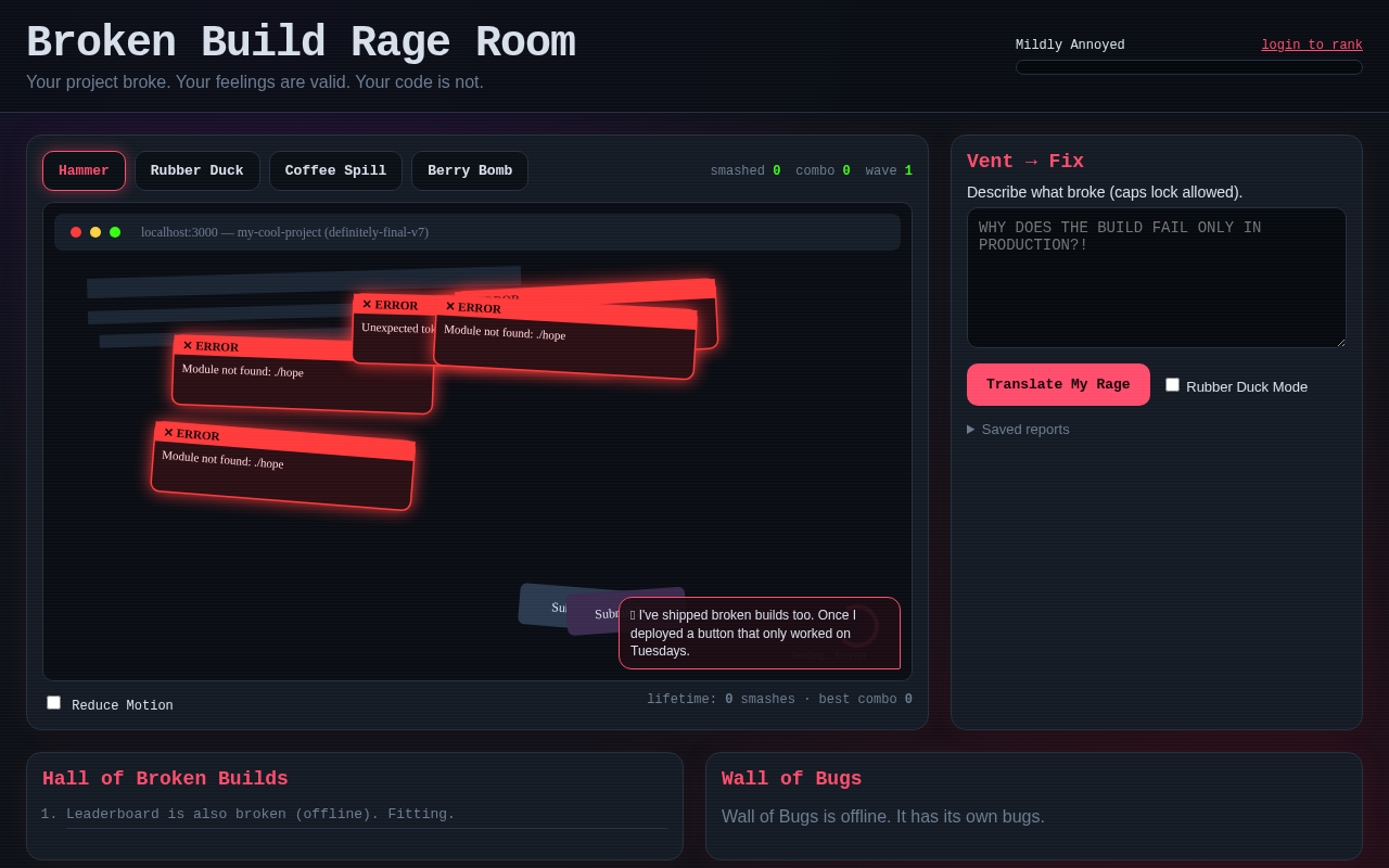 Broken Build Rage Room screenshot