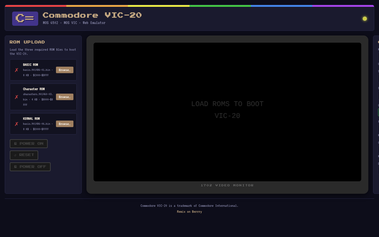 VIC-20 Emulator screenshot