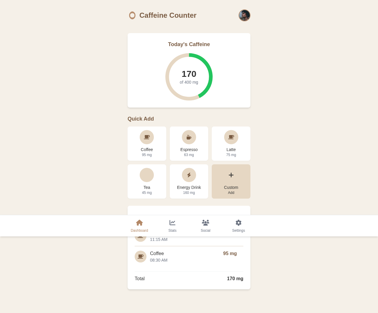caffeinetracker app