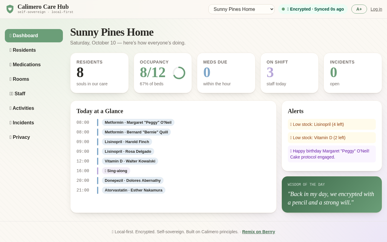calimero-care-hub app