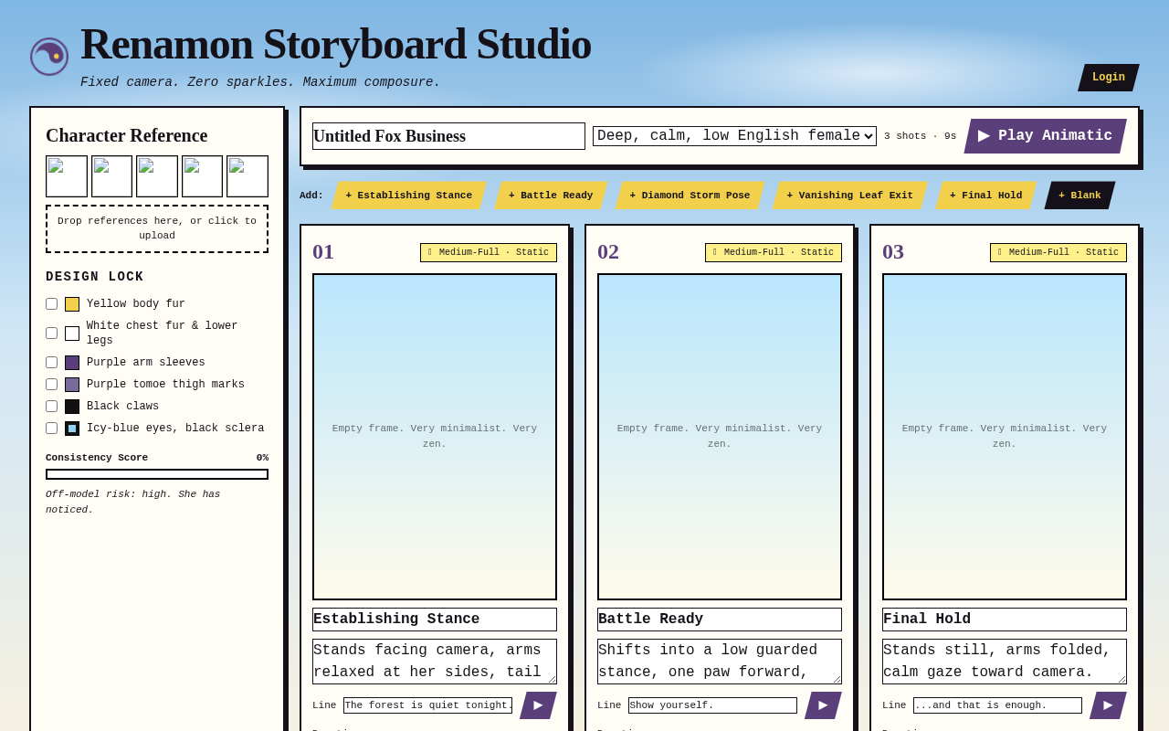 Renamon Storyboard Studio screenshot