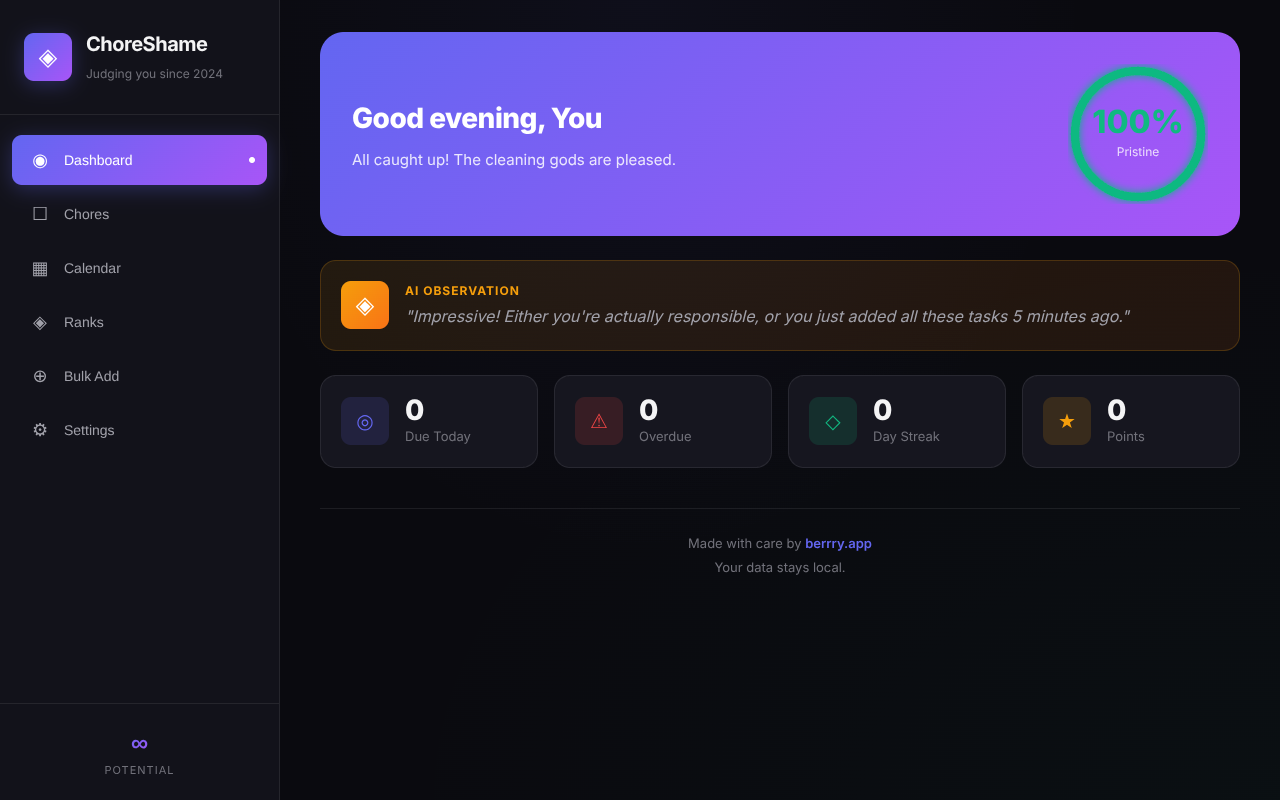 choreshame app