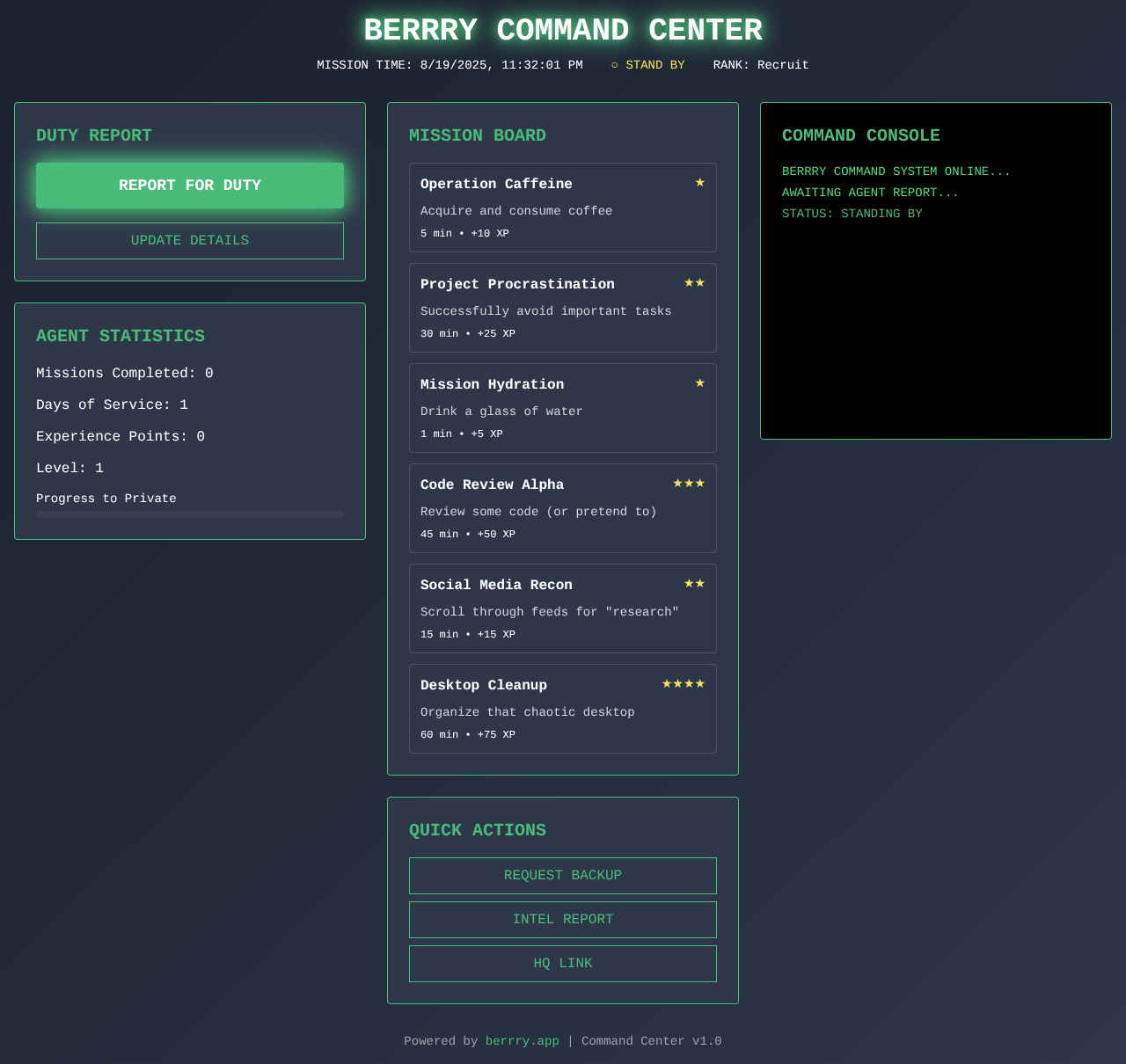 Berrry Command Center screenshot