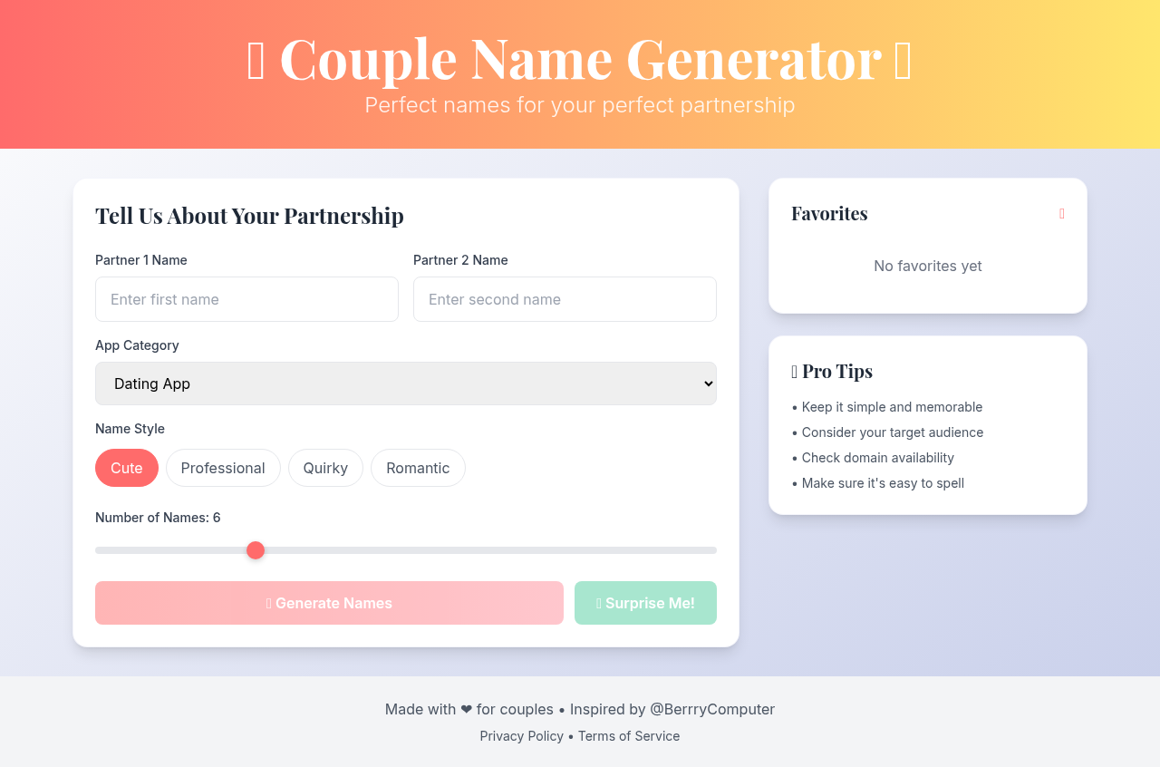couplenamer app