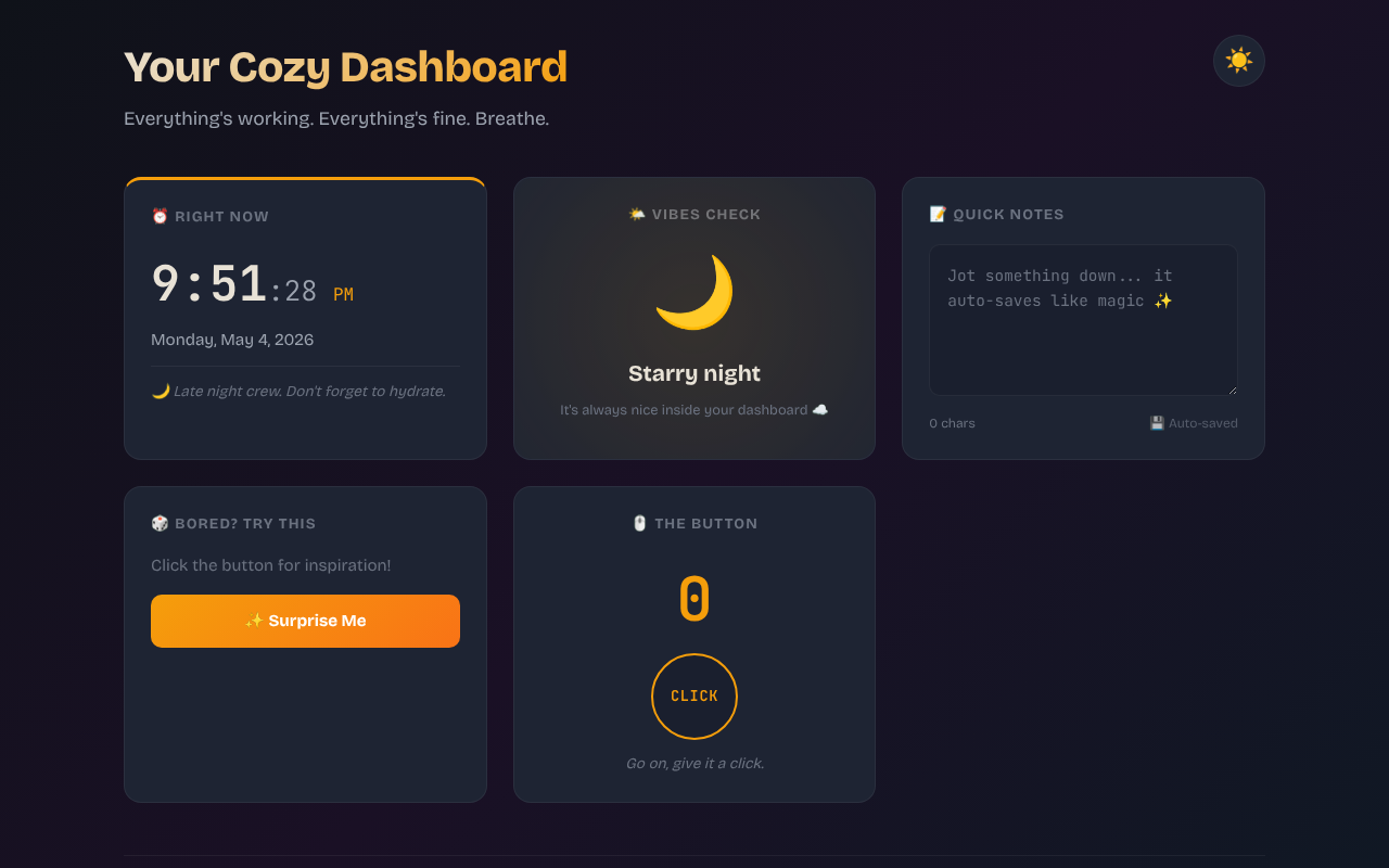 Cozy Dashboard screenshot