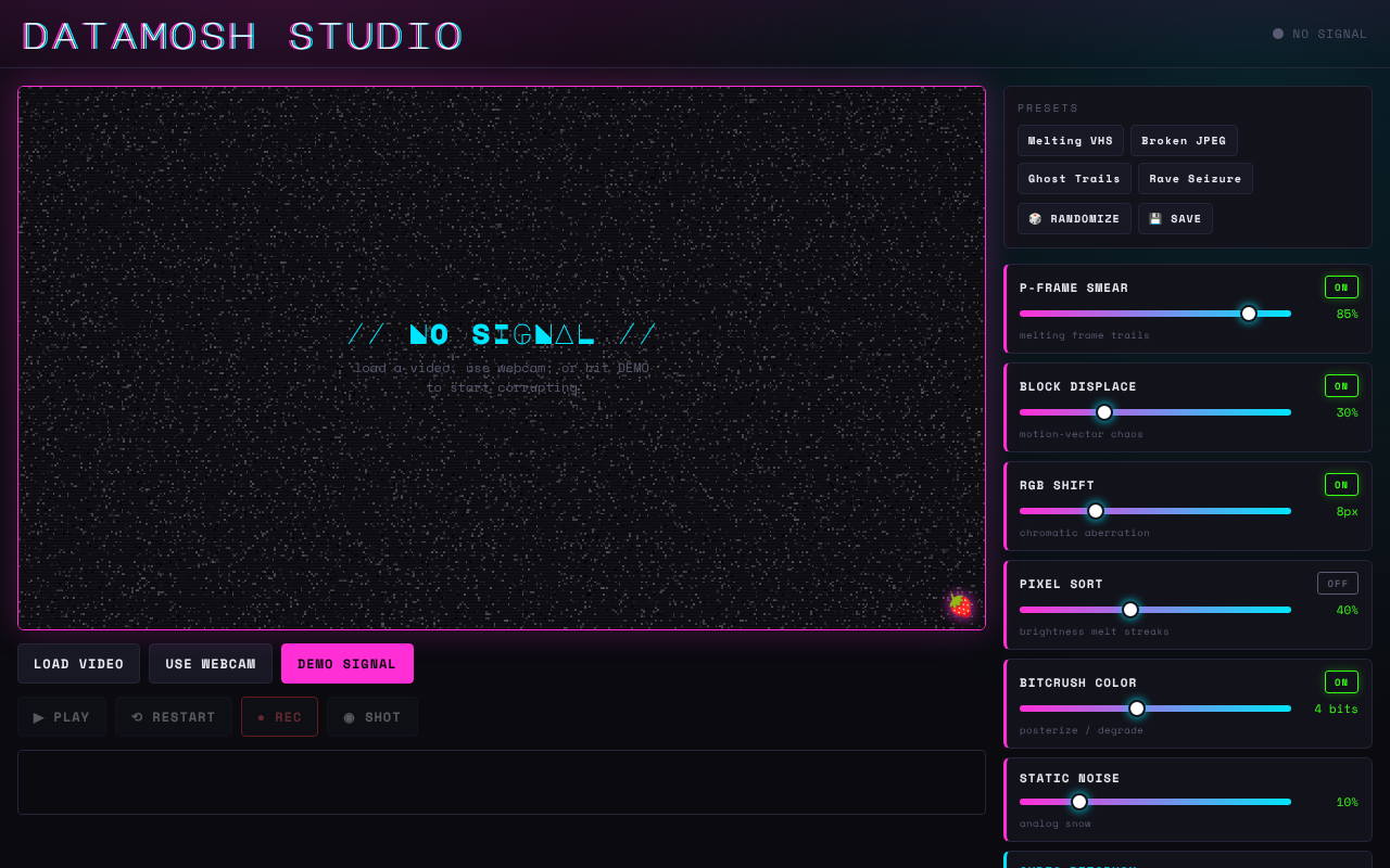 datamosh-studio-gloriously app