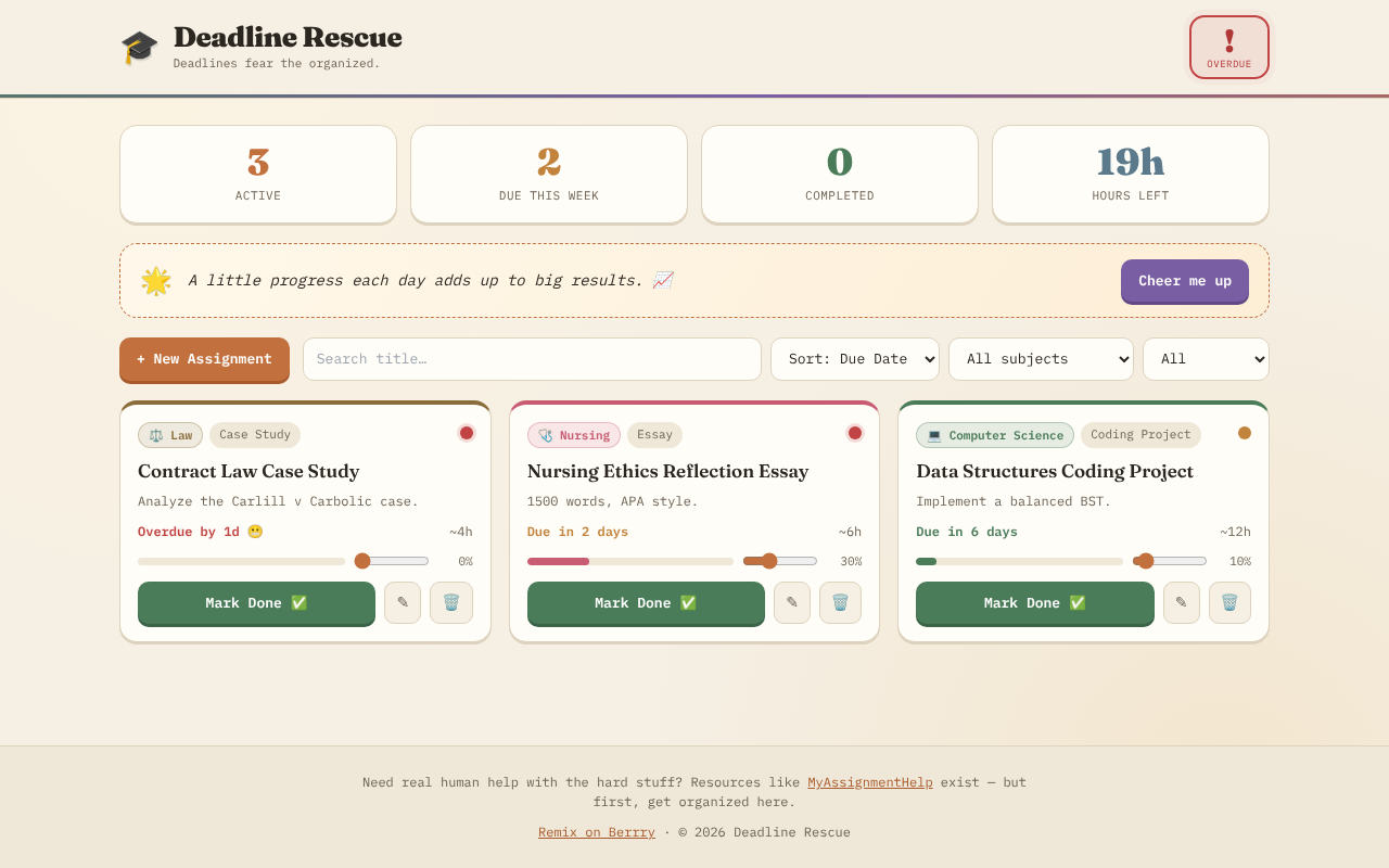 deadline-rescue-academic app