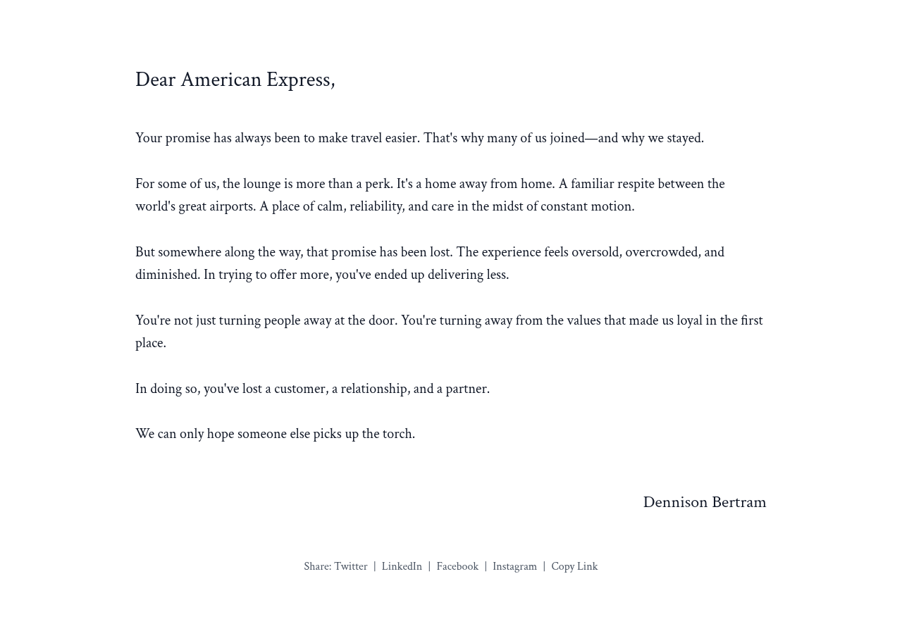 Dear American Express screenshot
