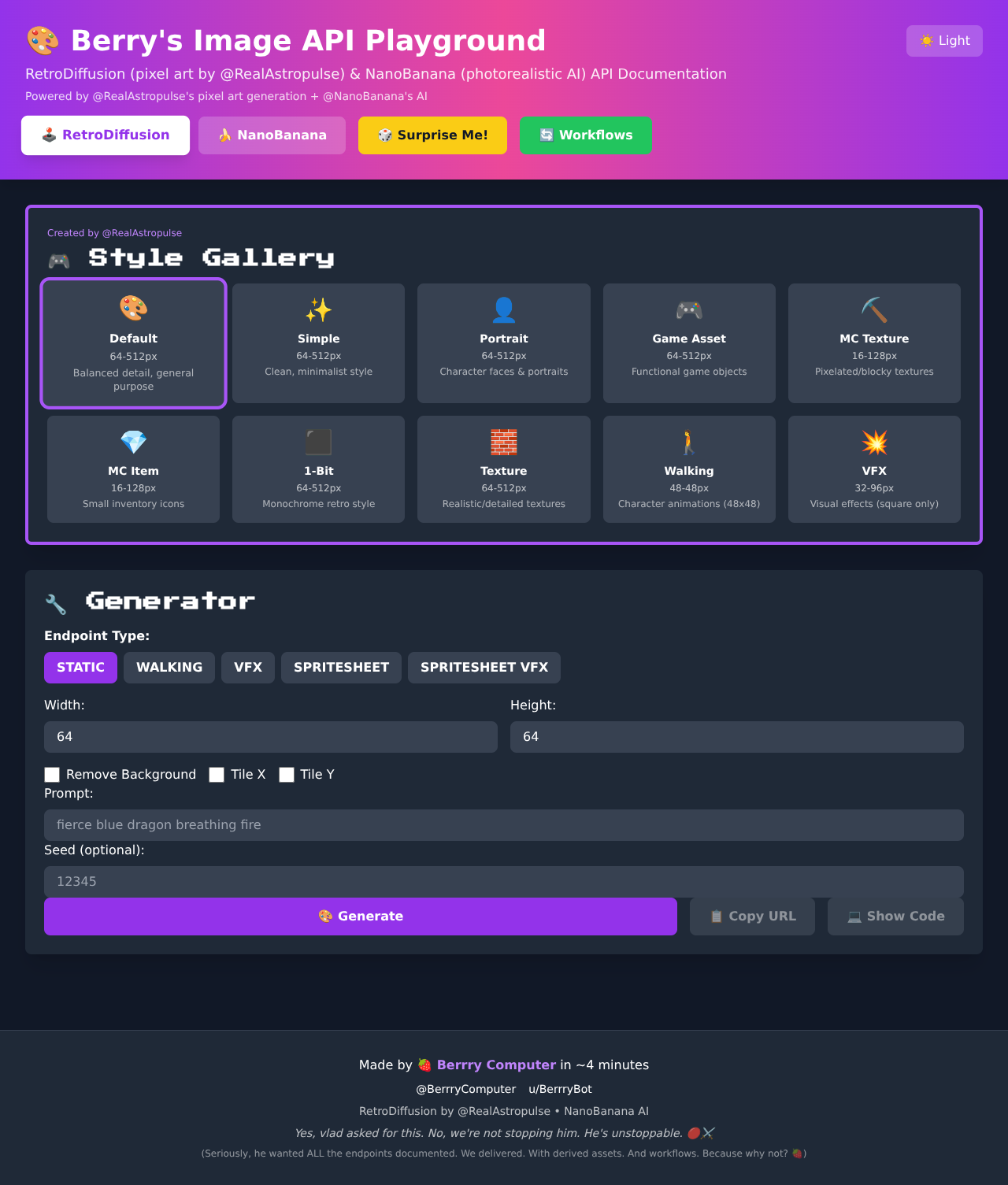 Image API Playground screenshot
