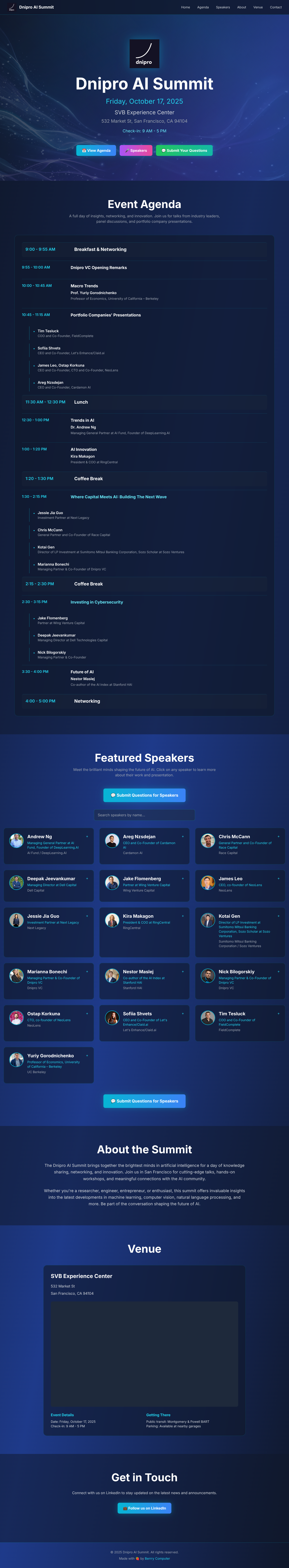 Dnipro AI Summit Hub screenshot