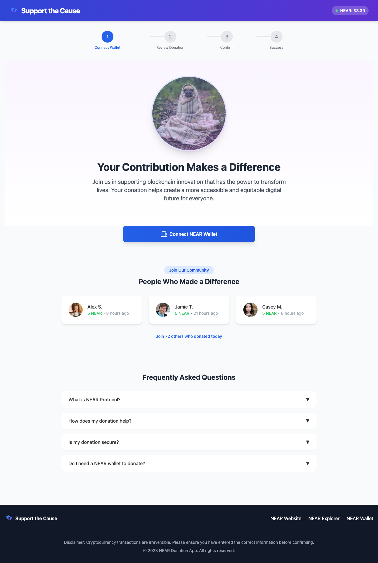 donate5near app