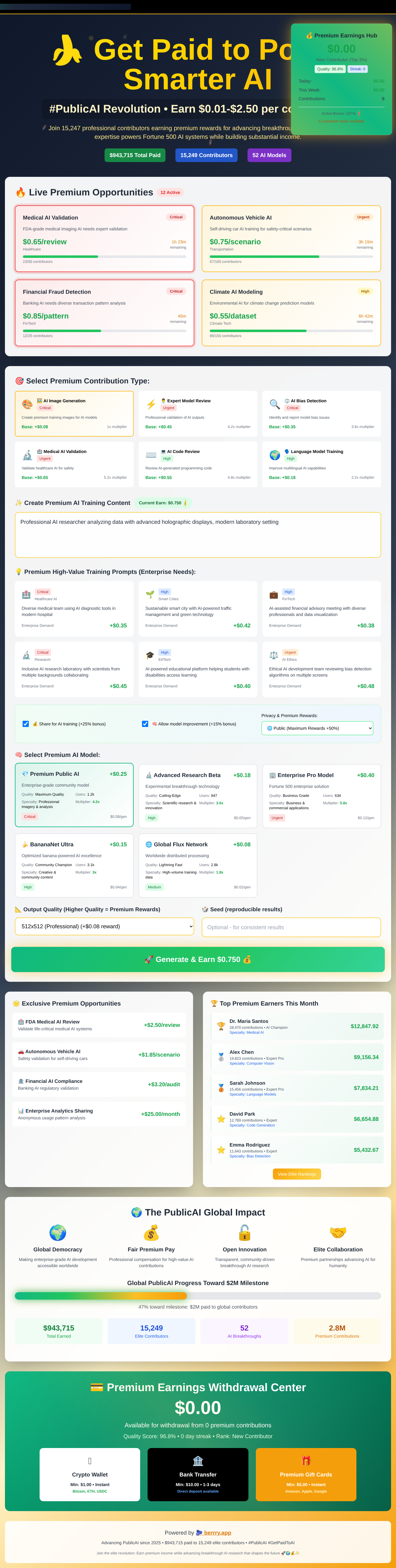PublicAI Earnings Hub screenshot