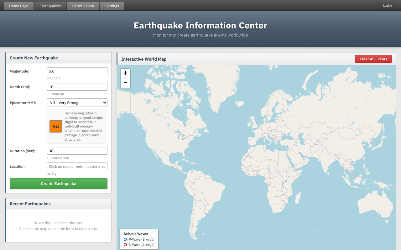 earthquake-sim app
