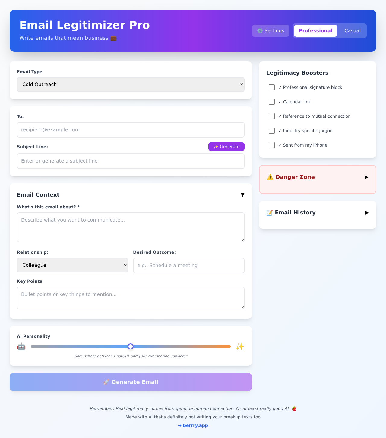emaillegitimizer app