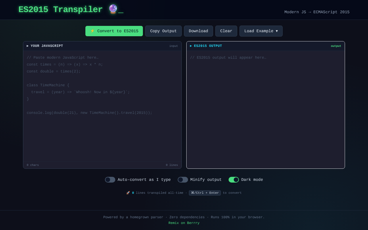 es2015-transpiler-playground app