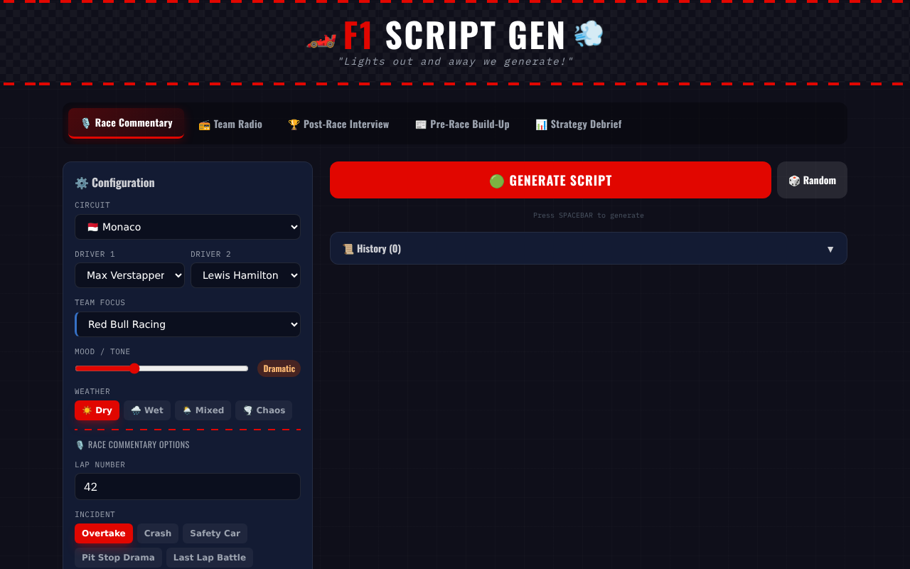 f1scriptgen app