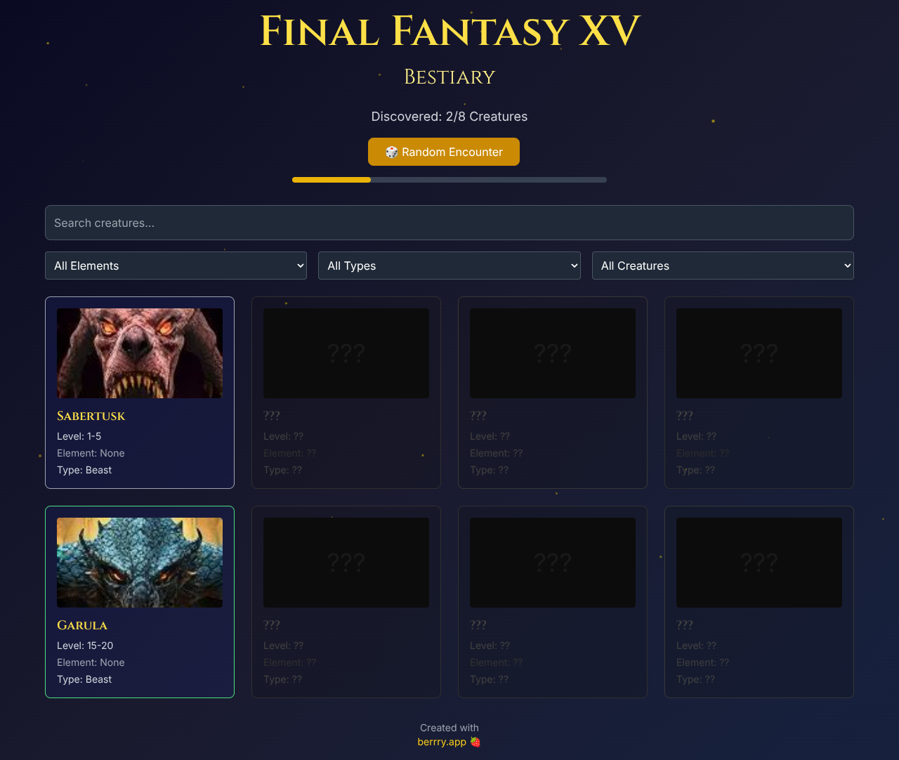 ffxvbestiary app