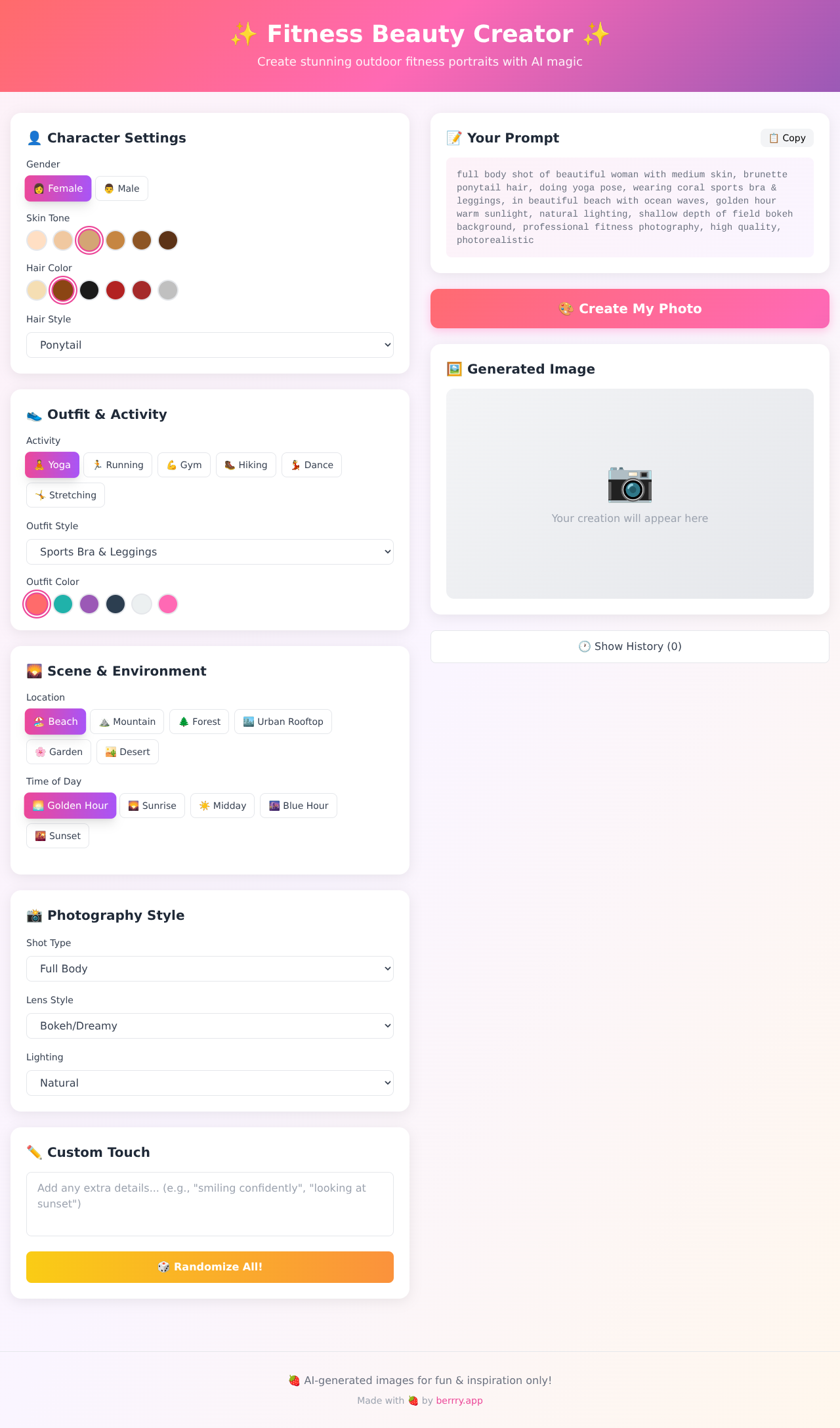 Fitness Beauty Creator screenshot