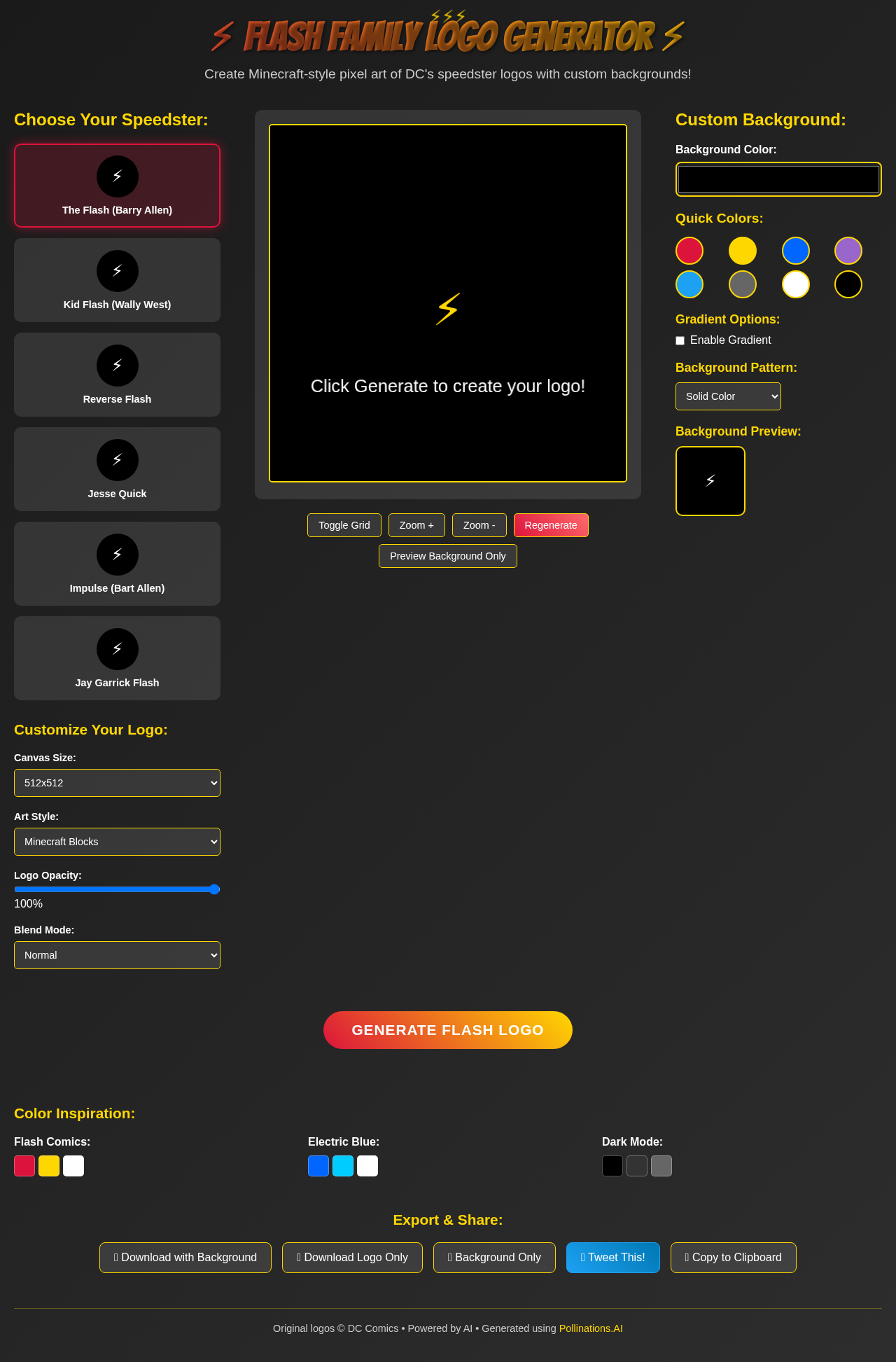 Flash Pixel Logo Generator screenshot
