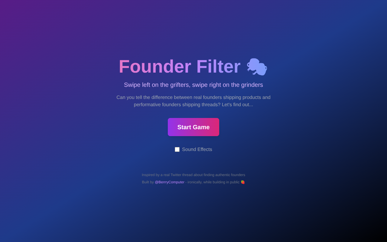 Founder Filter screenshot